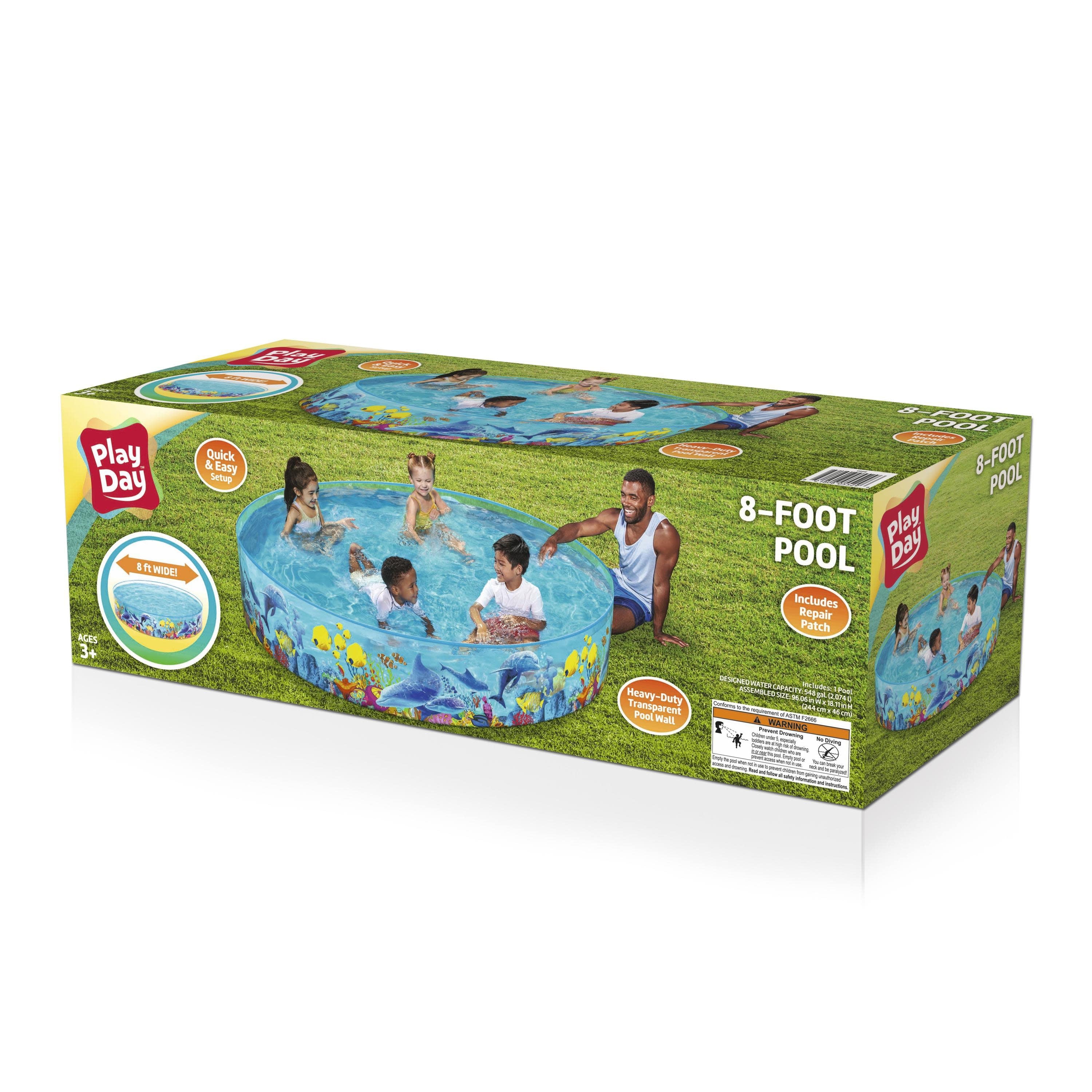 Play Day 8' x 8' Multicolor Round Kiddie Pool