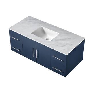 Lexora Geneva 48 in. W x 22 in. D Navy Blue Bath Vanity and Carrara Marble Top LG192248DEDS000