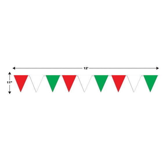 Beistle 50707 Red  White   Green Pennant Banner  a...