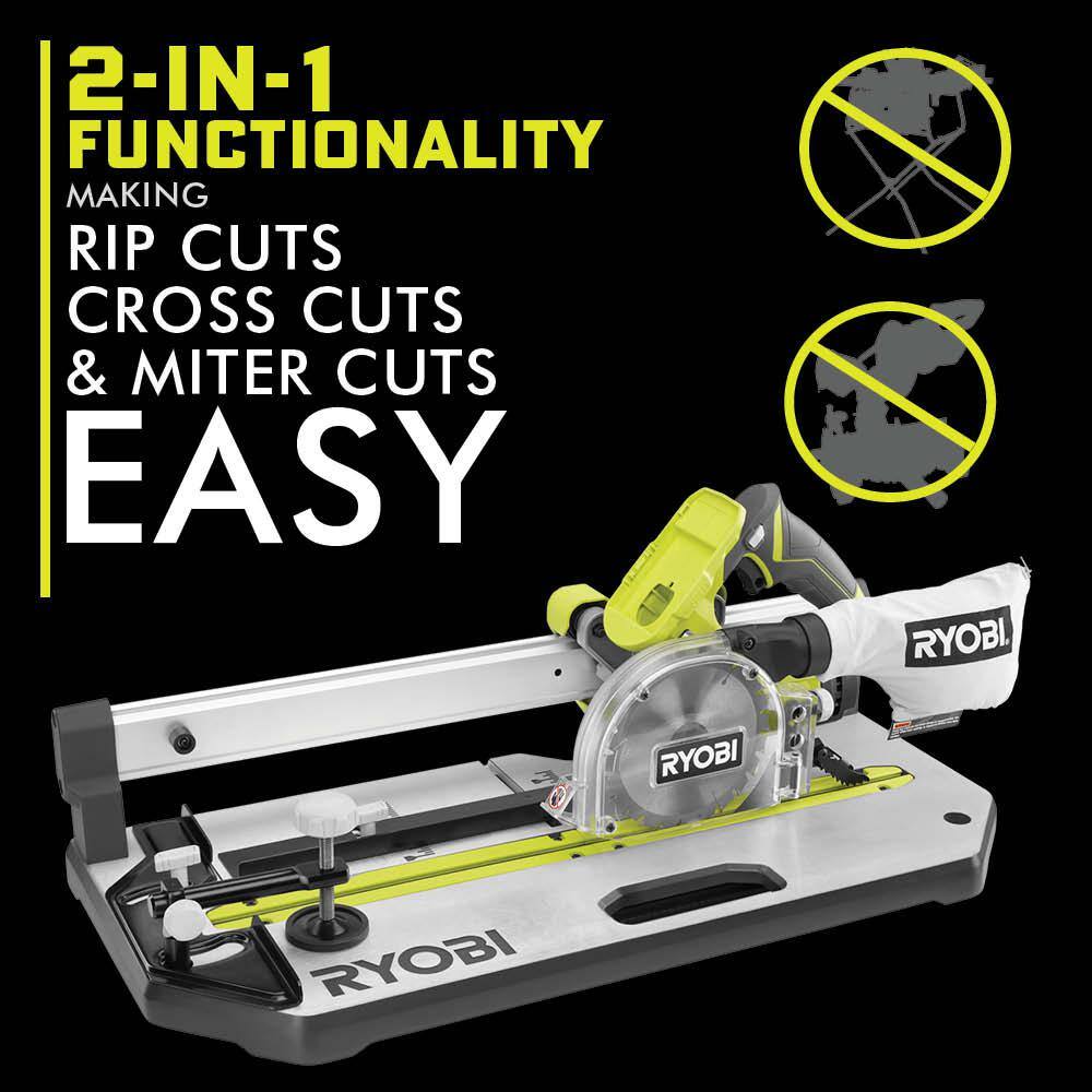 RYOBI ONE+ 18V Cordless 5-12 in. Flooring Saw Kit with 4.0 Ah Battery Charger and Extra 5-12 in. Flooring Saw Blade PGC21K-A06F551