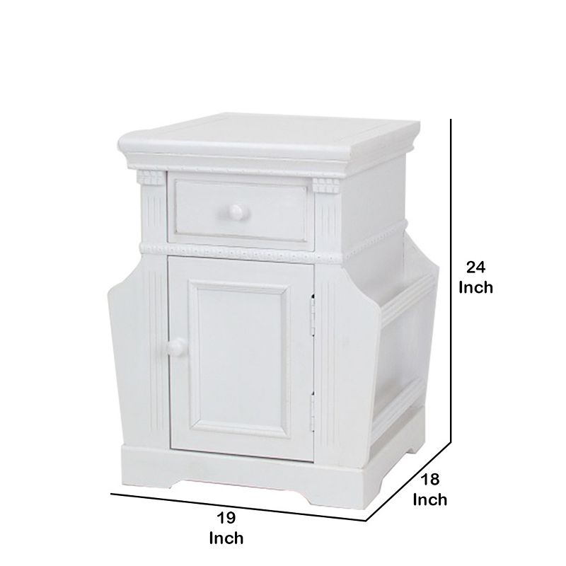 Transitional Magazine Cabinet with 1 Drawer and 1 Cabinet， White