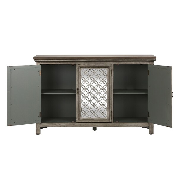 Westridge Wirebrushed Gray White Worn Wood 3 Door Accent Cabinet