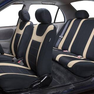 FH Group Fabric 47 in. x 23 in. x 1 in. Full Set Sports Car Seat Covers DMFB070BEIGE115