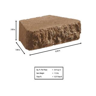 Oldcastle Carlton 3 in. x 10 in. x 6 in. Brown Buff Concrete Retaining Wall Block (192-Piece Pallet) 12051178