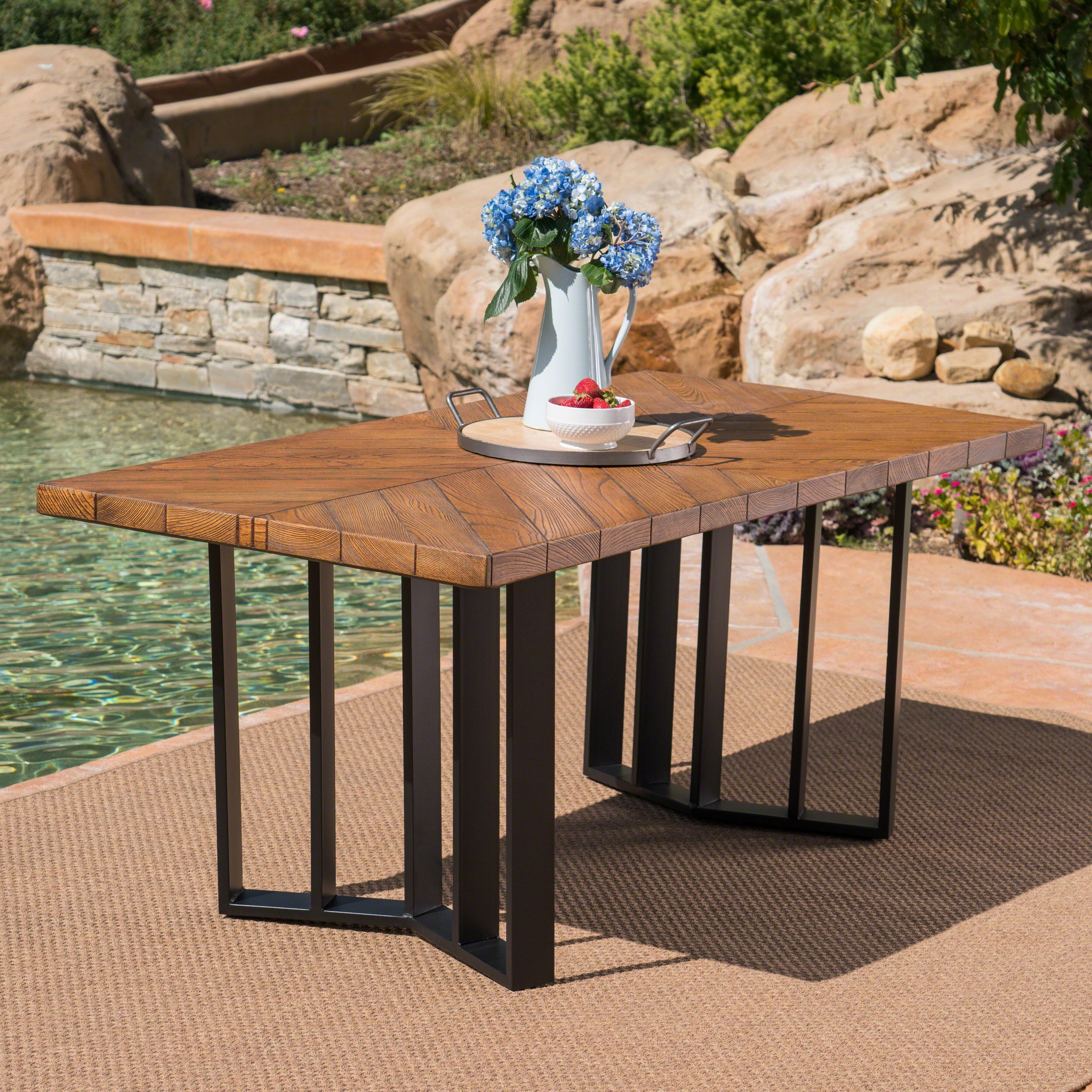 Santa Rosa Outdoor Finish Light Weight Concrete Dining Table