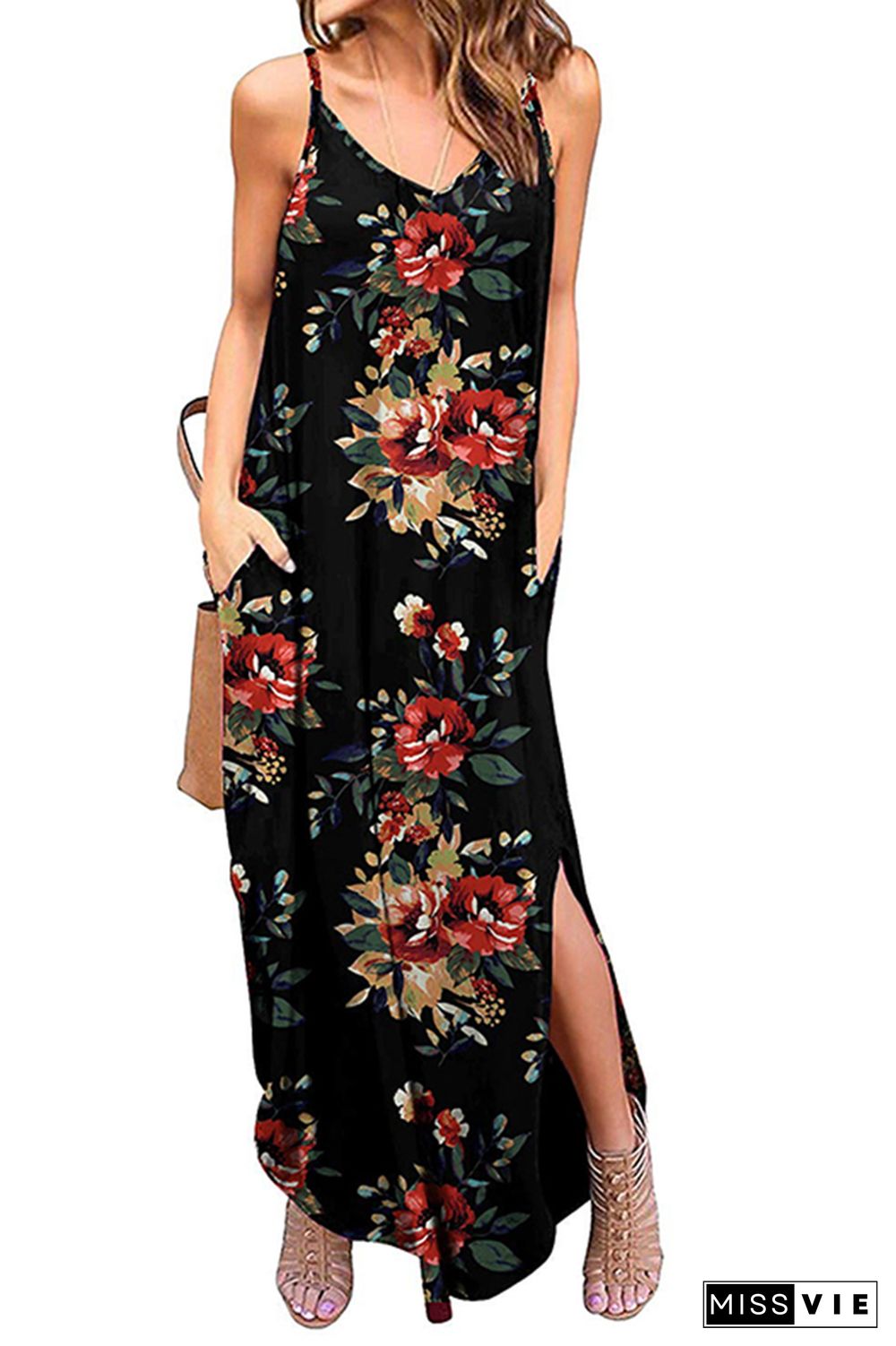 Sling V-Neck Sunflower Dress