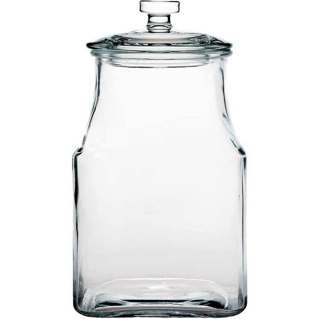 Amici Home Carlisle Glass Canister Square Jar Food Safe Airtight Lid With Handle And Plastic Gasket For Kitchen amp Pantry