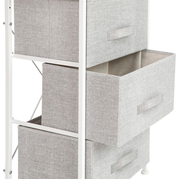 Emma And Oliver 3 Drawer Vertical Storage Dresser With Wood Top amp Fabric Pull Drawers