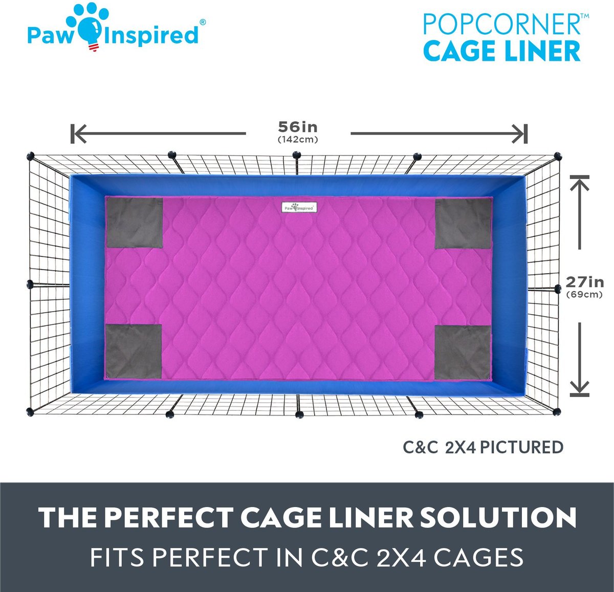 Paw Inspired PopCorner Washable Fleece Guinea Pig Cage Liners