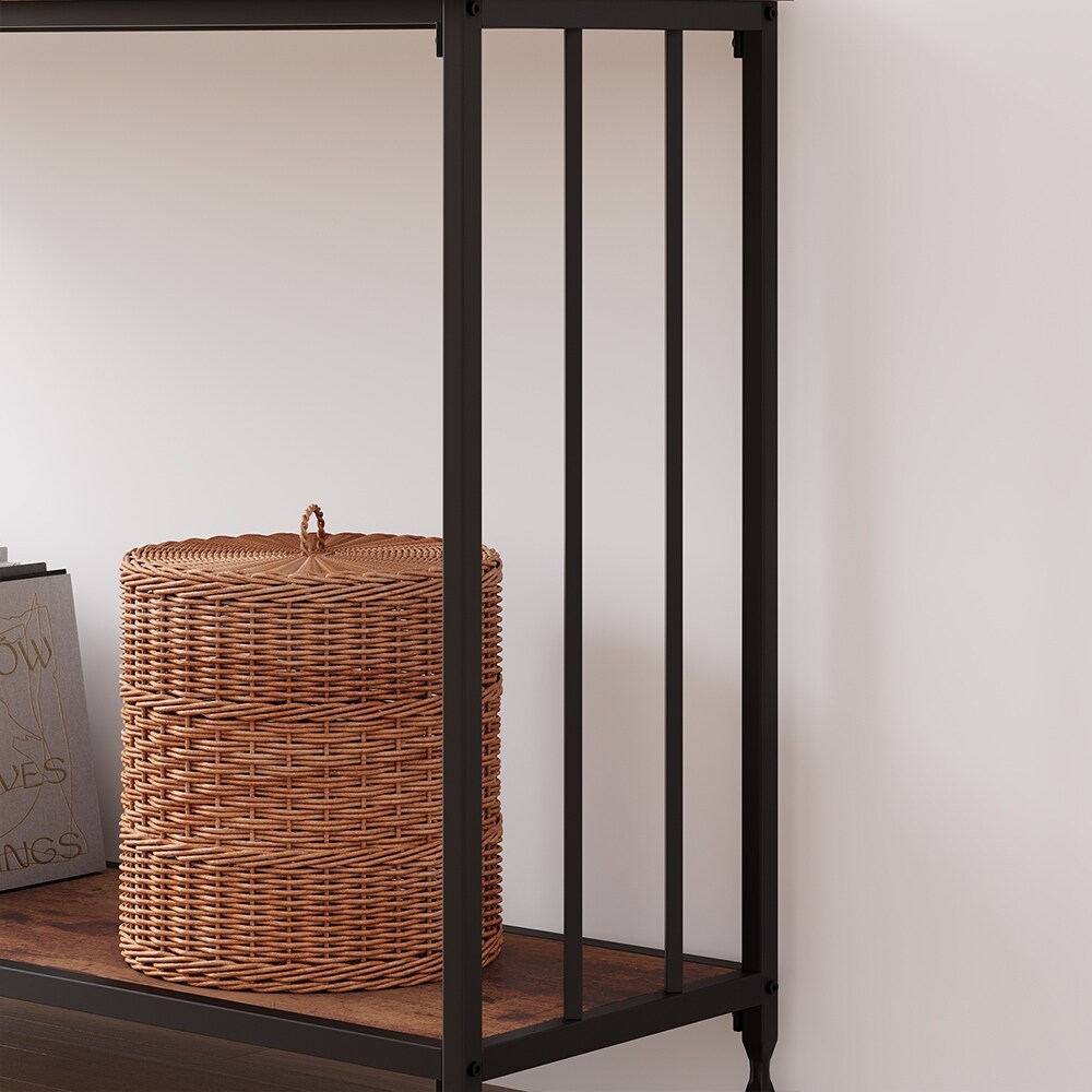 Console Table with Wood Shelf and Metal Frame