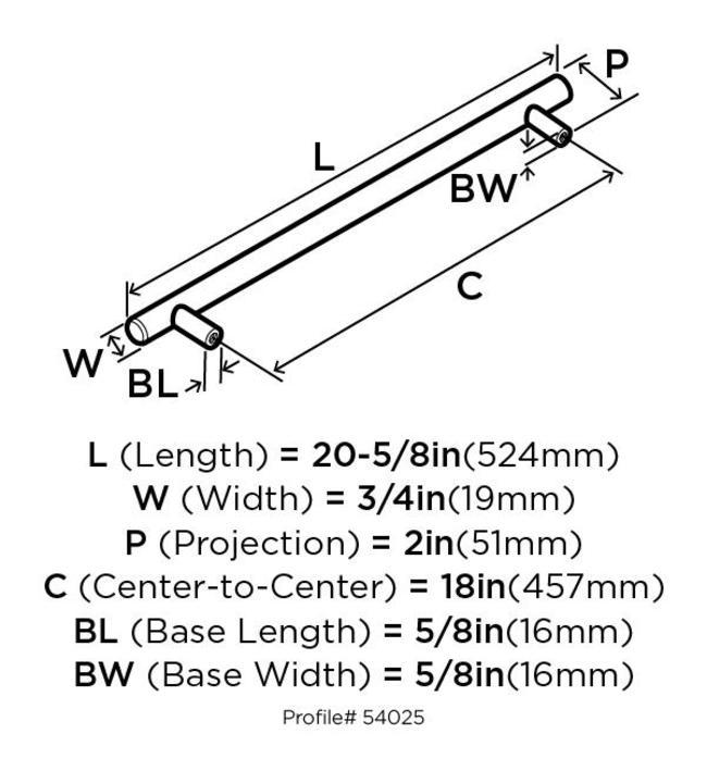 Amerock Bar Pulls 18 in (457 mm) Center-to-Center Oil-Rubbed Bronze Appliance Pull