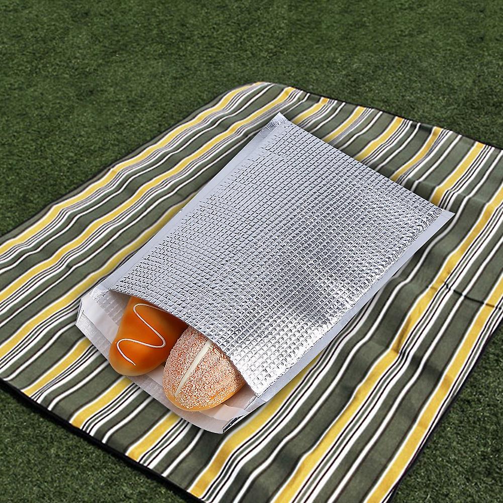 10pcs Set Disposable Aluminum Foil Insulated Food Storage Bag Thermal Cooler Silver (25 * 30cm)