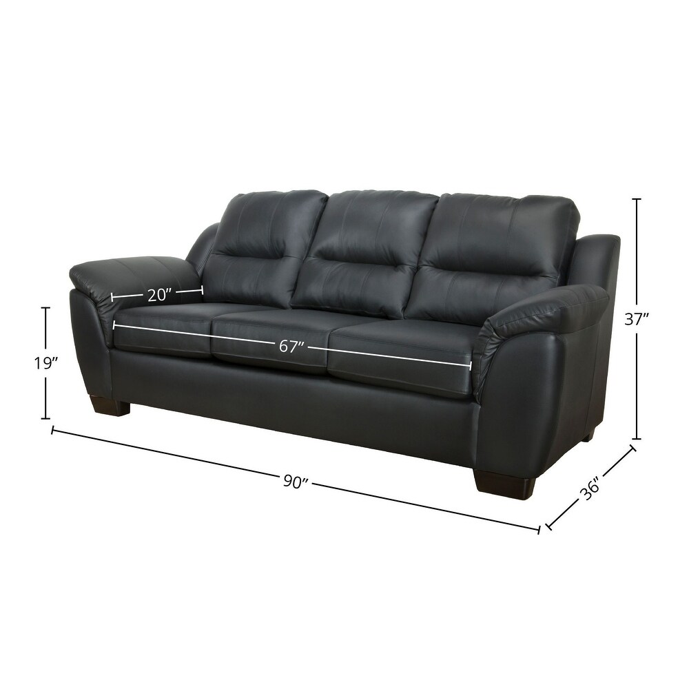 Bastrop Genuine Leather Sofa  Loveseat and Chair Set   Black