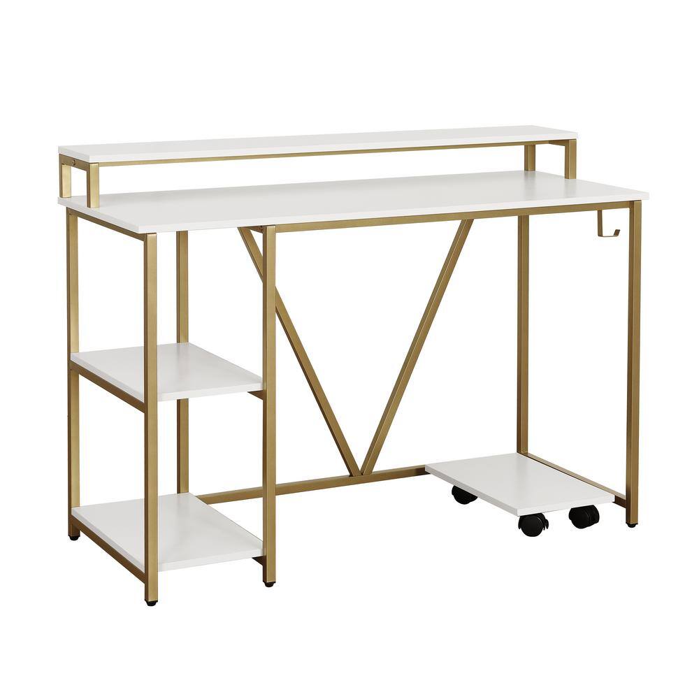 TECHNI MOBILI 46 in. W Gold Industrial Writing Desk RTA-7310D-GLD