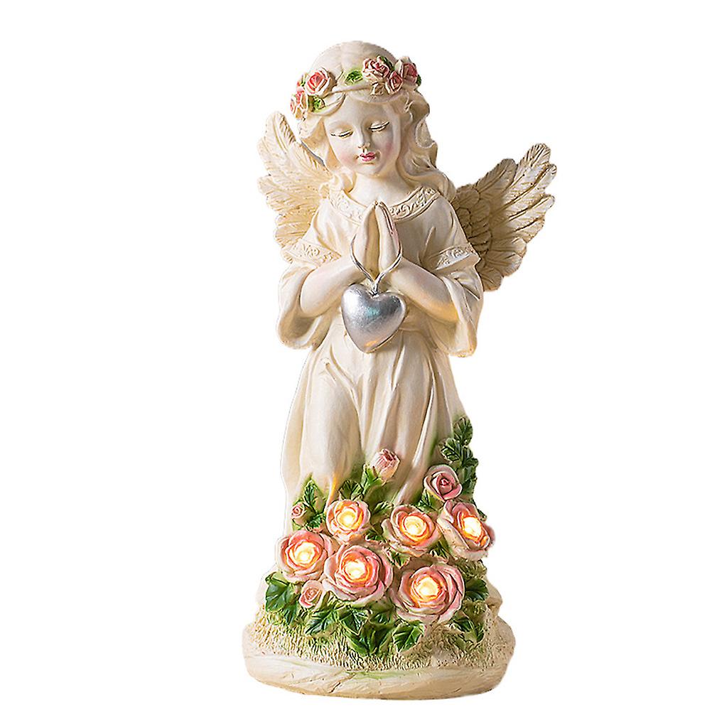 Solar Angel Cupid Resin Crafts Garden Statues Sculptures Outdoor Ornament Crafts