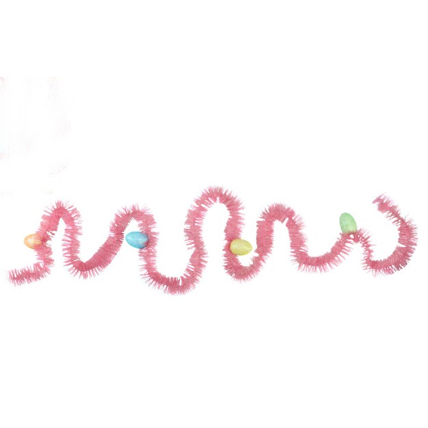 Unlit Pink Glittered Easter Egg Spring Tinsel Garland