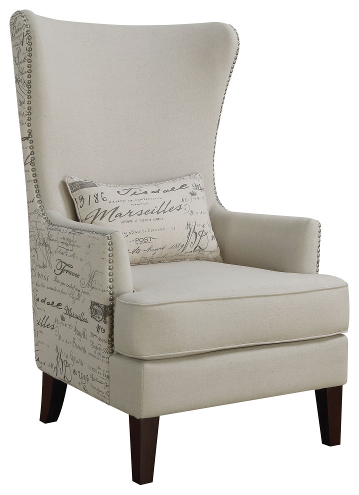 Pippin Curved Arm High Back Accent Chair Cream   Modern   Armchairs And Accent Chairs   by Modon  Houzz