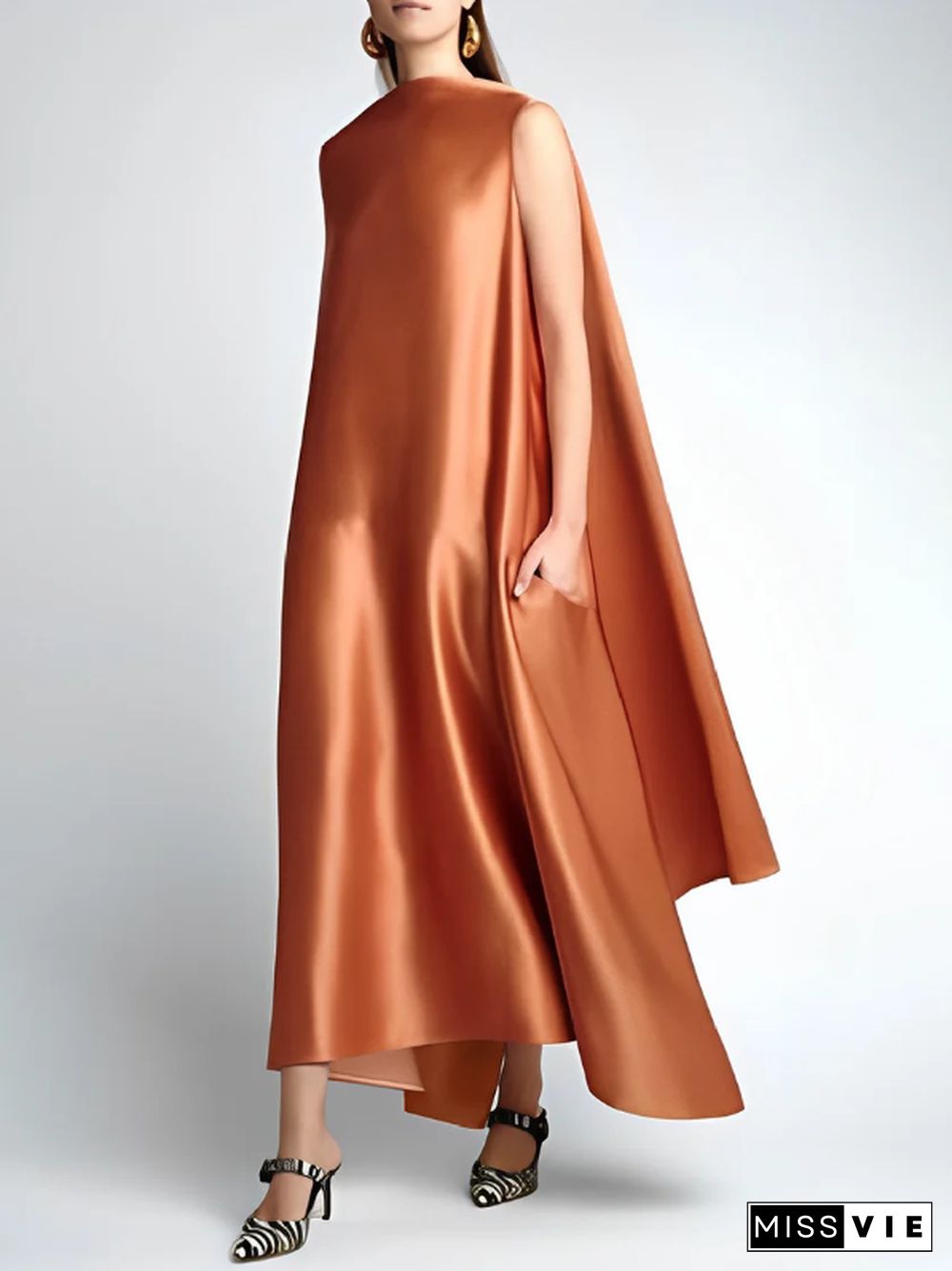 Loose Sleeveless Solid Color Round-Neck Maxi Dresses