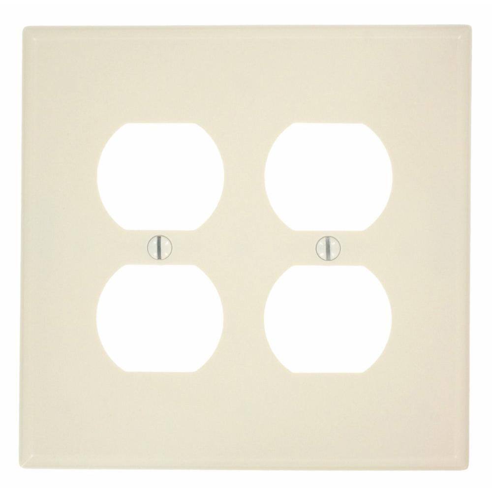 Leviton 1-Gang Midway Size 2-Duplex Receptacles Plastic Wall Plate Light Almond 80516-T