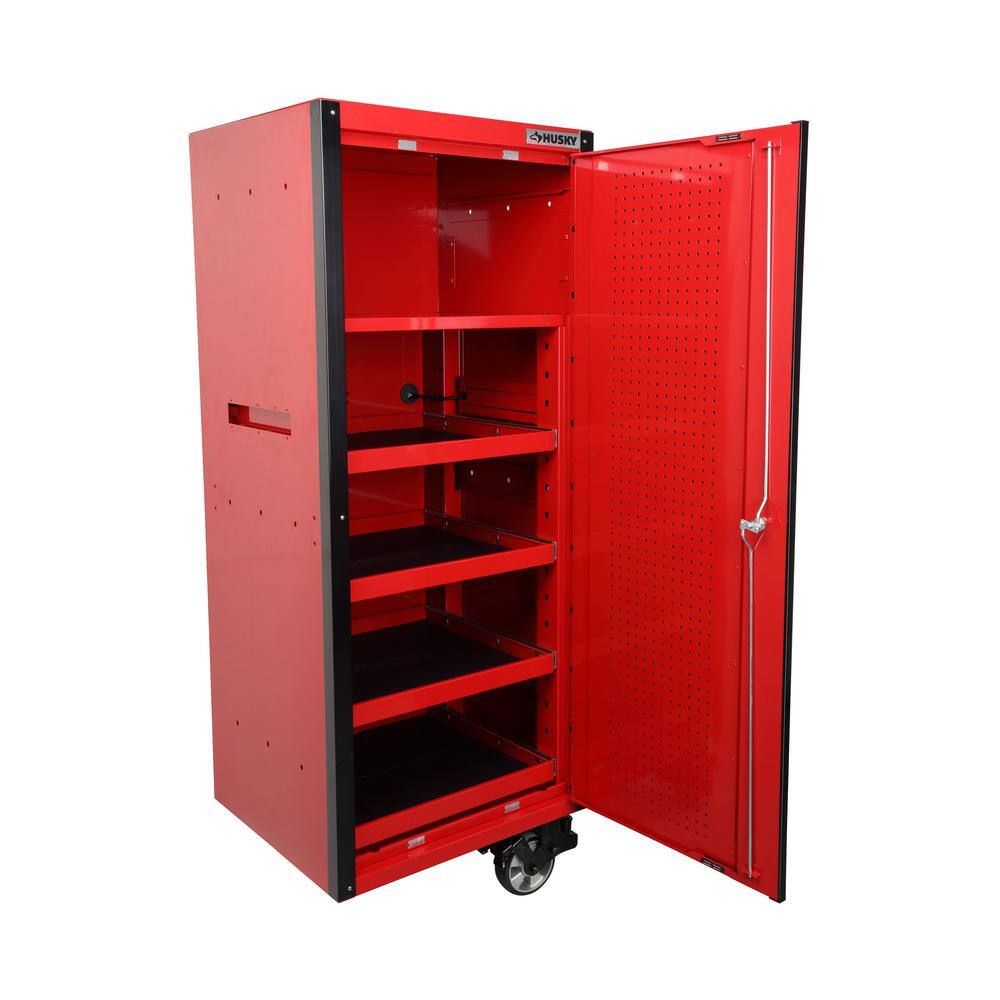 Husky 72 in. W x 24.5 in. D Professional Duty 20-Drawer Mobile Workbench Combo w 2 Side Lockers Top Hutch Top Locker - Red HPROSUITE6RED