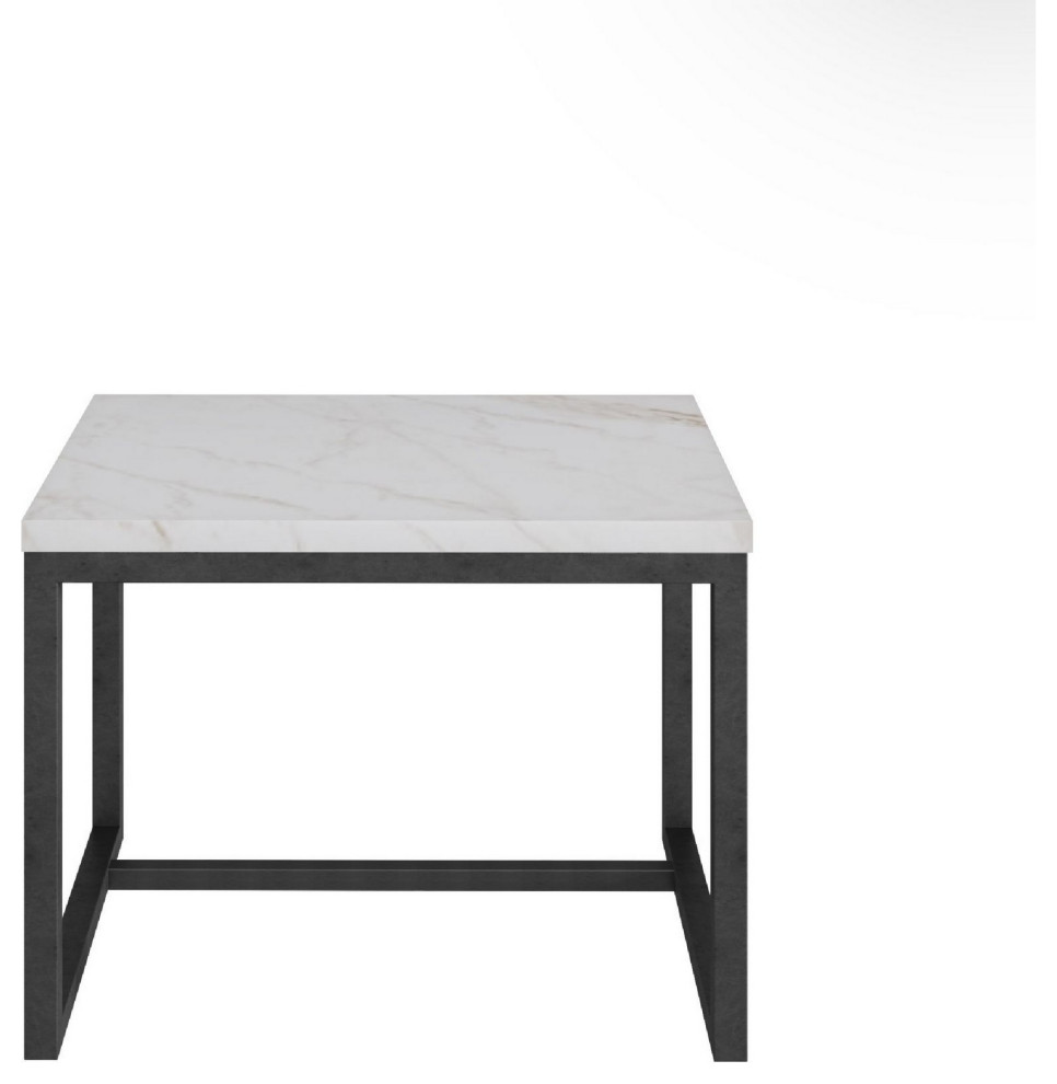 Benzara BM279199 Modern End Table  Marble Top  Metal Base  White  Black   Transitional   Side Tables And End Tables   by Uber Bazaar  Houzz