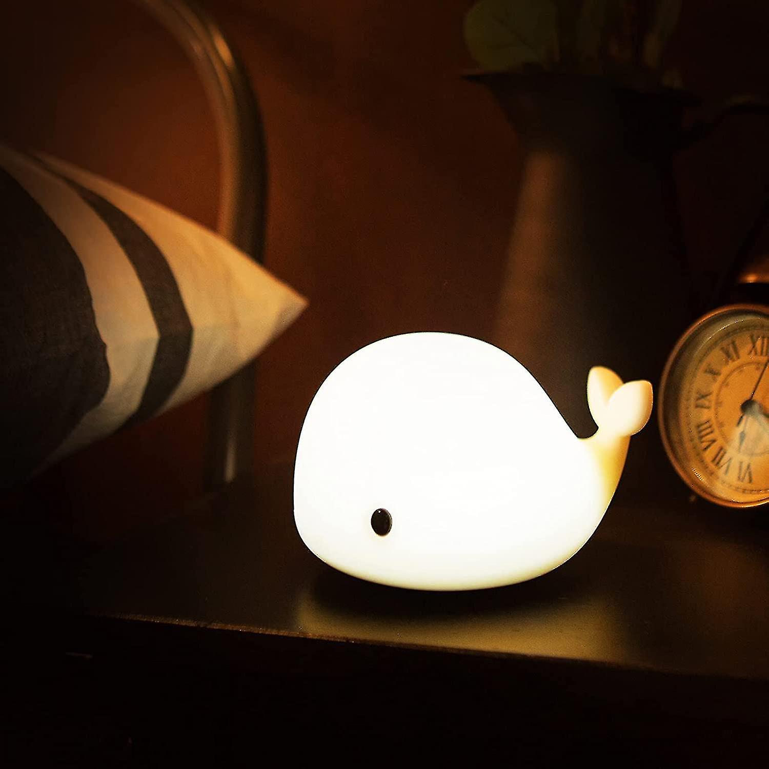 Cute Whale Night Light For Kids，kawaii Baby Night Light With 7 Led Colors Changing，tap Control Nursery Squishy Night Lamp，usb Rechargeable，birthday Gi