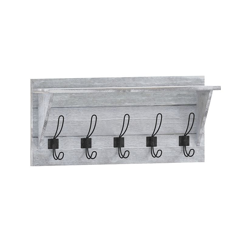 Flash Furniture Daly Wall Mounted 5-Hook Upper Shelf Storage Rack