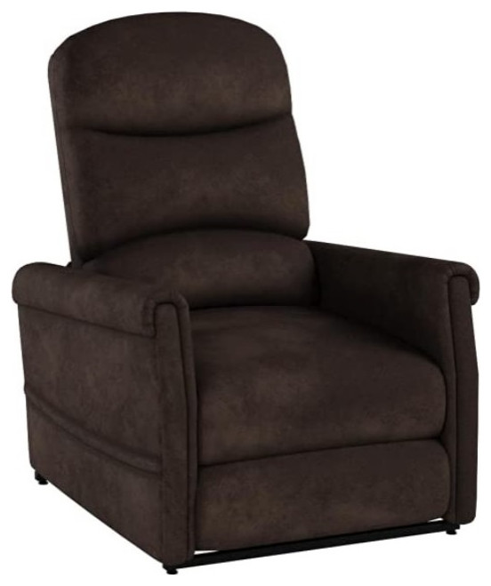 Transitional Recliner Chair  Lift Up Function With Tufted Seat  ampBack  Chocolate   Transitional   Recliner Chairs   by Declusia  Houzz