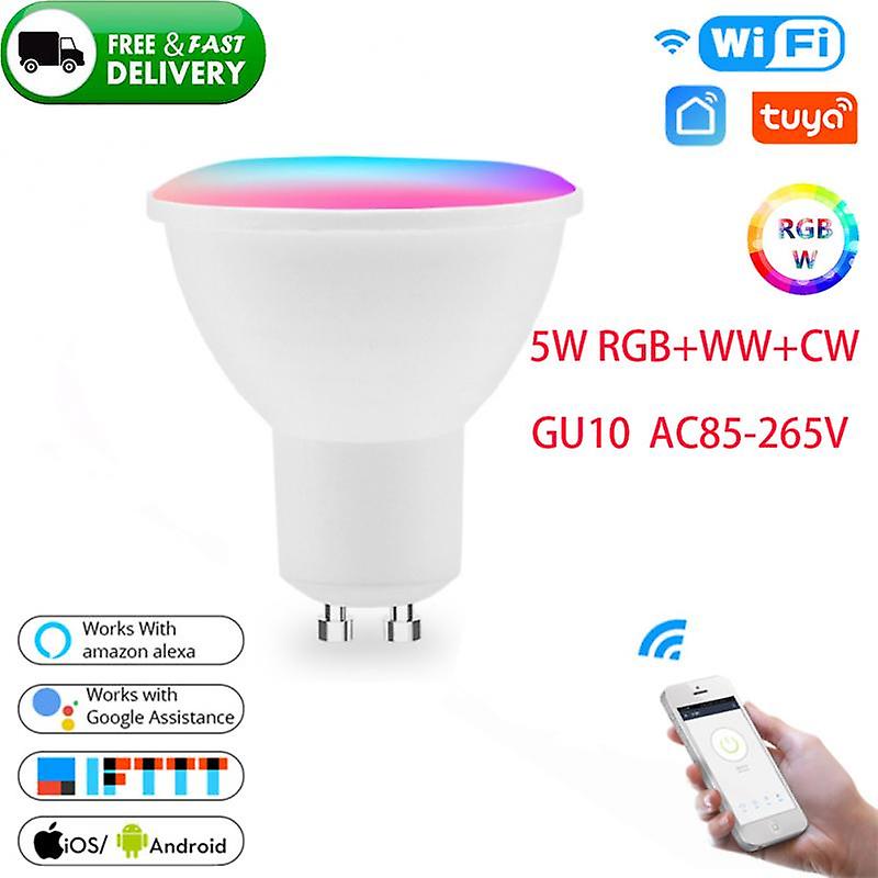 Gu10 Spotlight Wifi Smart Light Bulb 5w Rgb+cw 2700-6500k Smart Bulb App Remote Control Rgb Light Lamp For Alexa Google Home