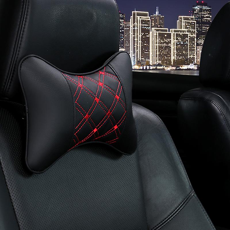 Car Neck Pillows Both Side Pu Leather 1pcs Pack Headrest For Head Pain Relief Filled Fiber Universal Car Pillow