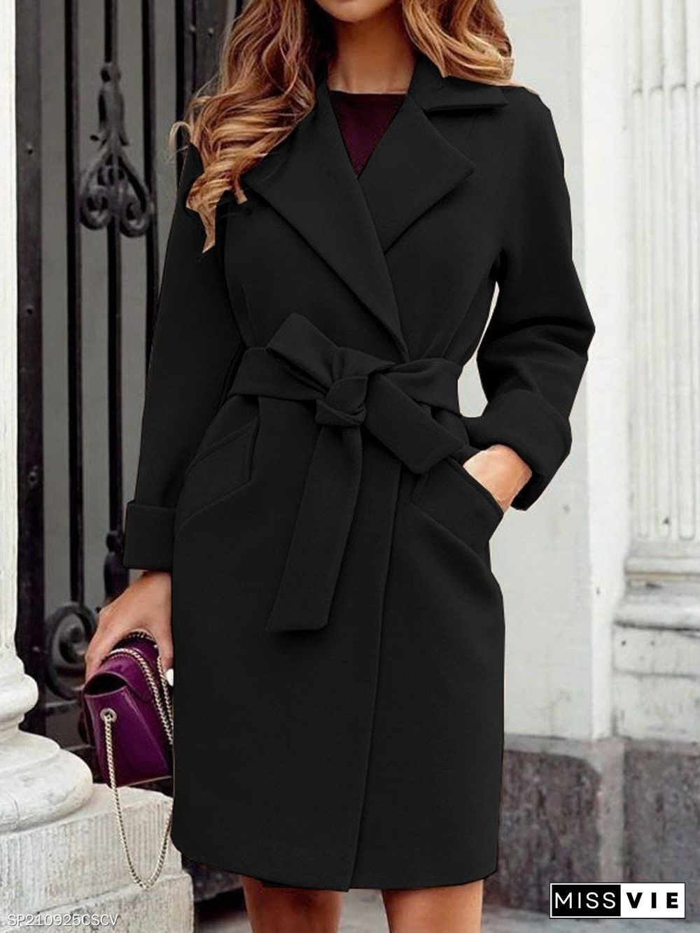 Fashion Belt Lapel Coat