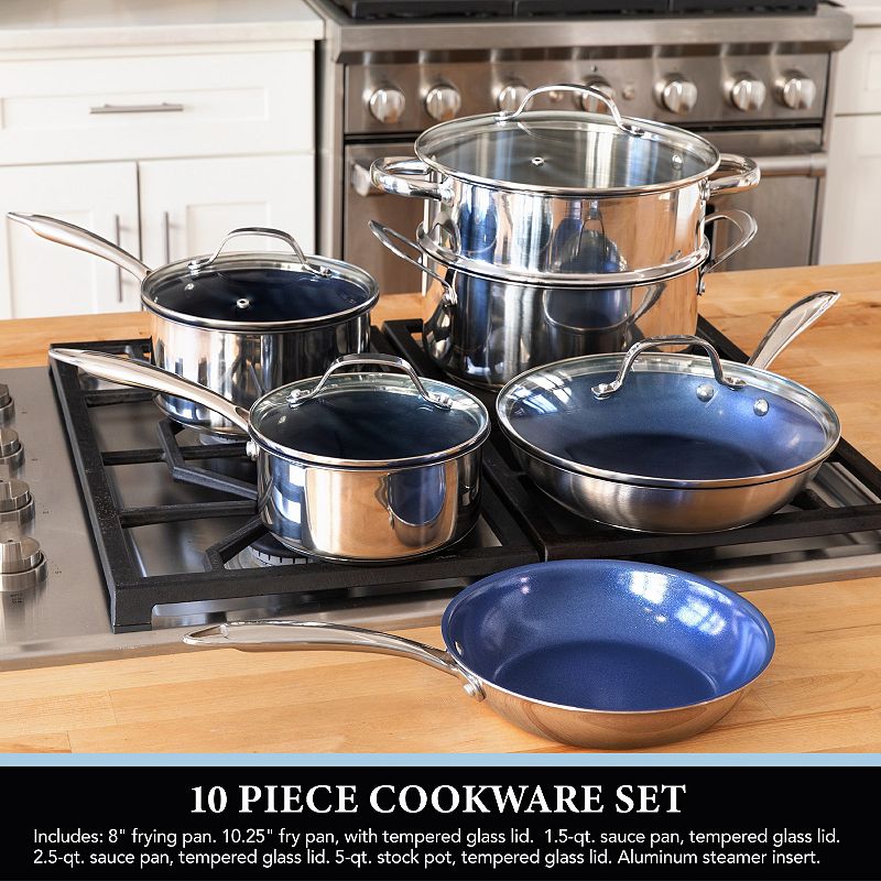 Granitestone Diamond 10-pc. Stainless Steel Nonstick Cookware Set