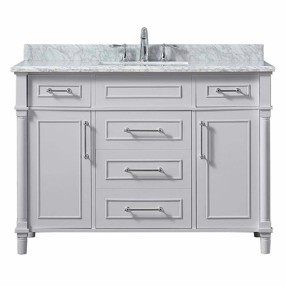 Home Decorators Collection Aberdeen 48 in. W x 22 in. D x 34.5 in. H Single Sink Bath Vanity in Dove Grey with White Carrara Marble Top Aberdeen 48G