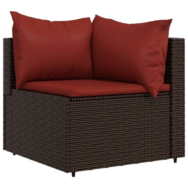 vidaXL Patio Lounge Set with Cushions Brown/Black/Gray Poly Rattan