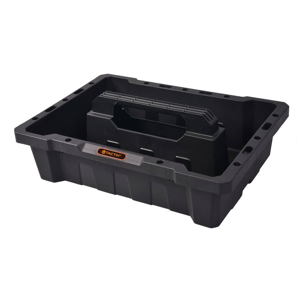 TACTIX 20.5 in. Black Plastic Tote Tray 320656