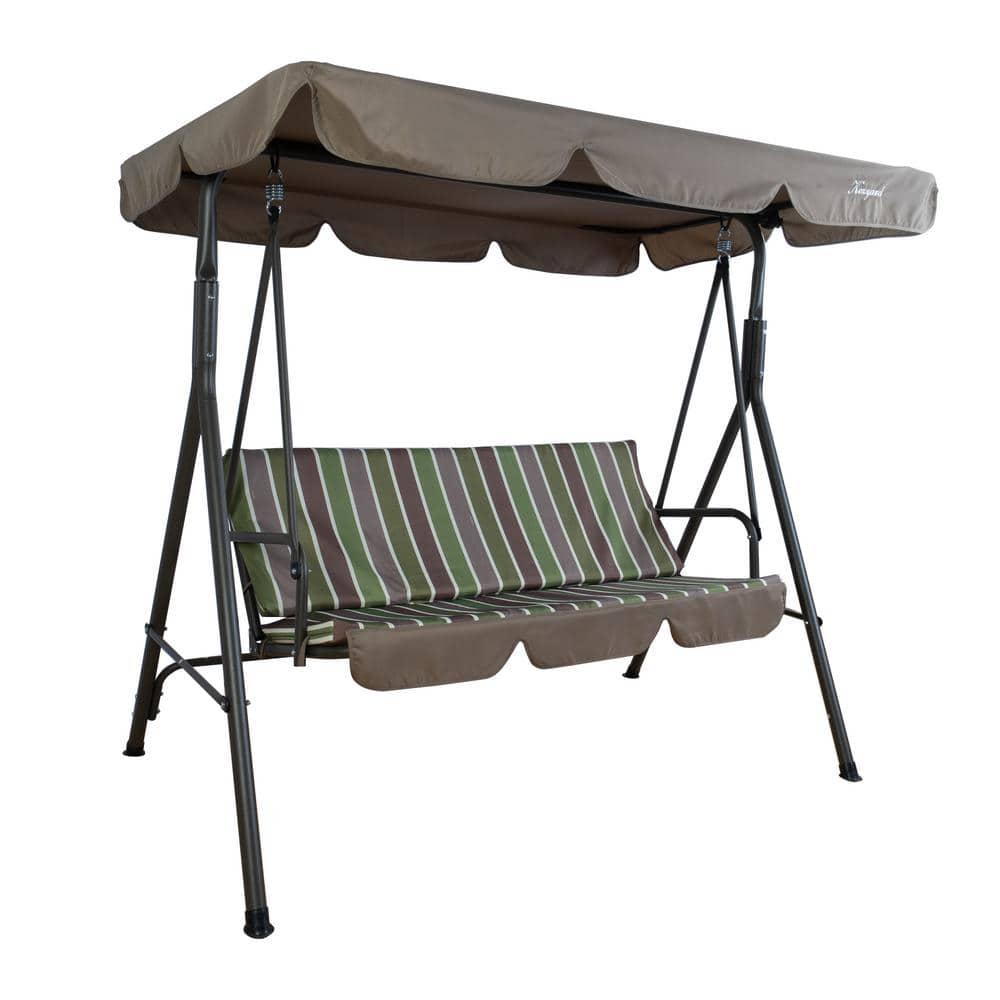 KOZYARD Powder Coated Steel Frame Lime Patio Swing with 3 Comfortable Cushion Seats and Strong Weather Resistant