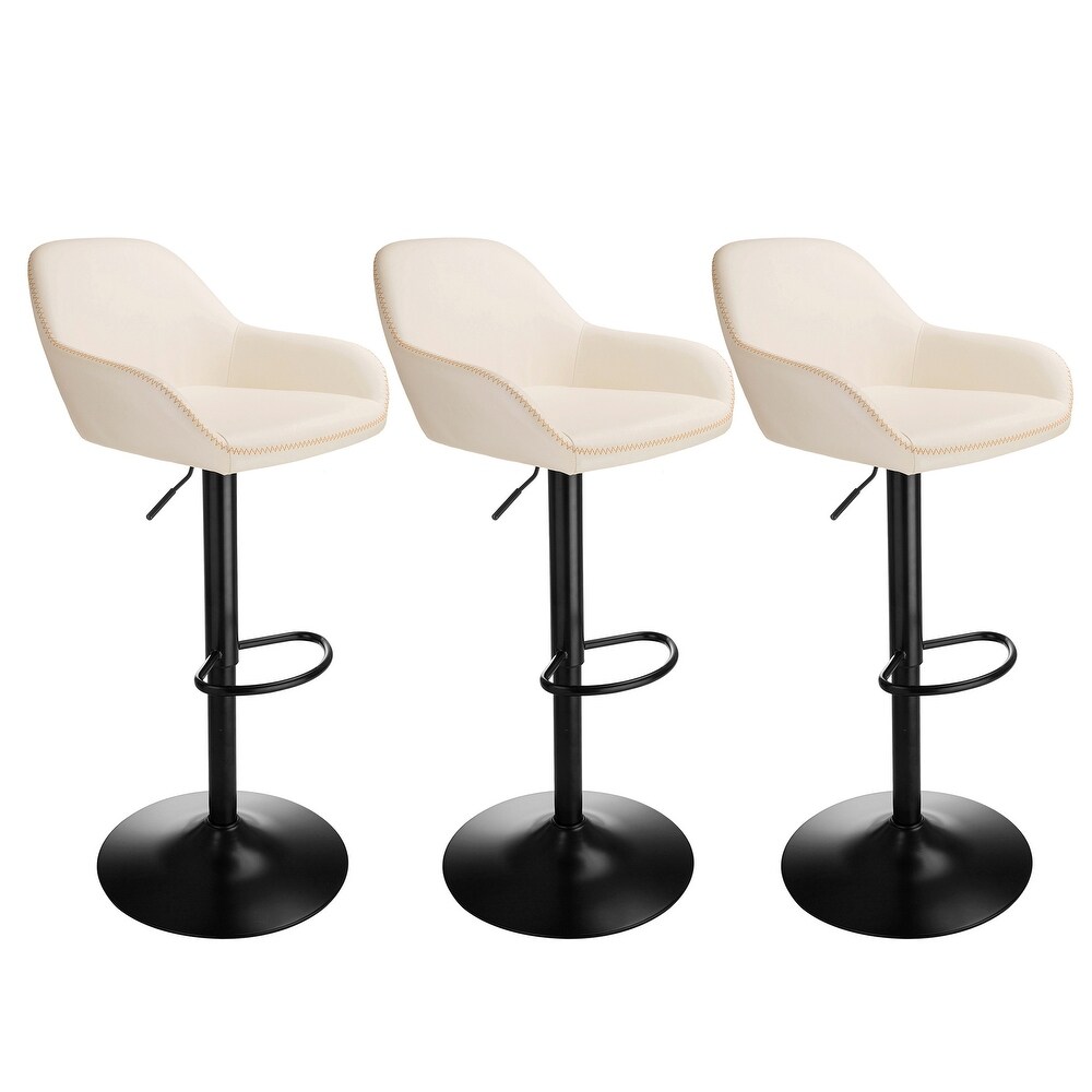 Glitzhome Set of 3 Mid Century Modern Adjustable Swivel Bar Stools   Set of 3