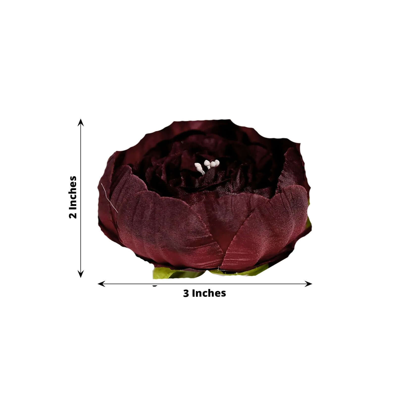 10 Pack Burgundy Artificial Silk DIY Craft Peony Flower Heads 3