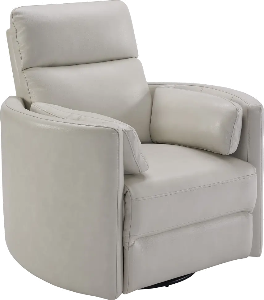 Mads Ivory Leather-Match Power Glider Swivel Recliner