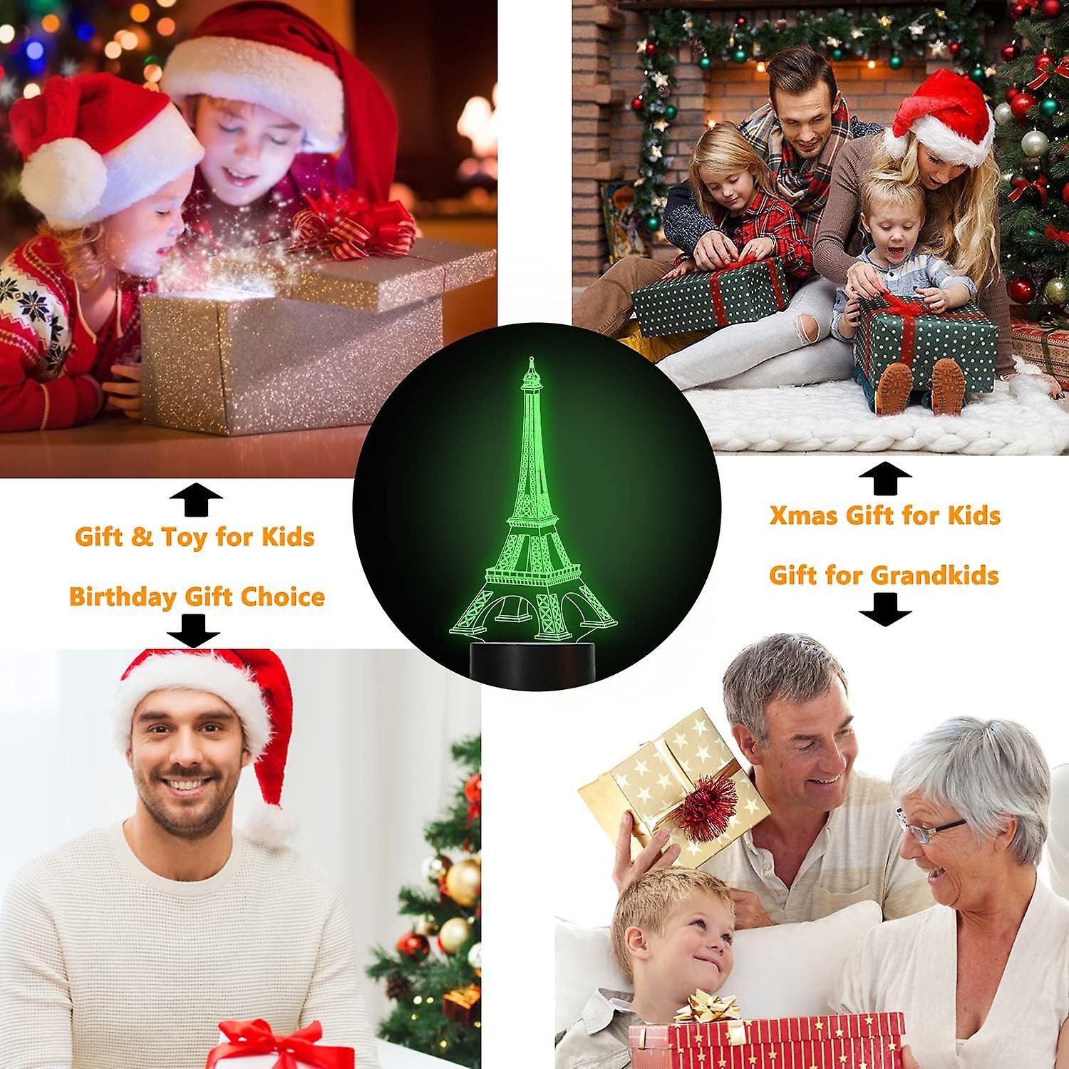 Eiffel Tower Night Light 3d Illusion Lamp Visual Bedroom Decoration Led Lamp With Remote Control 16 Changing Colors Paris Fashion Style Acrylic Gifts