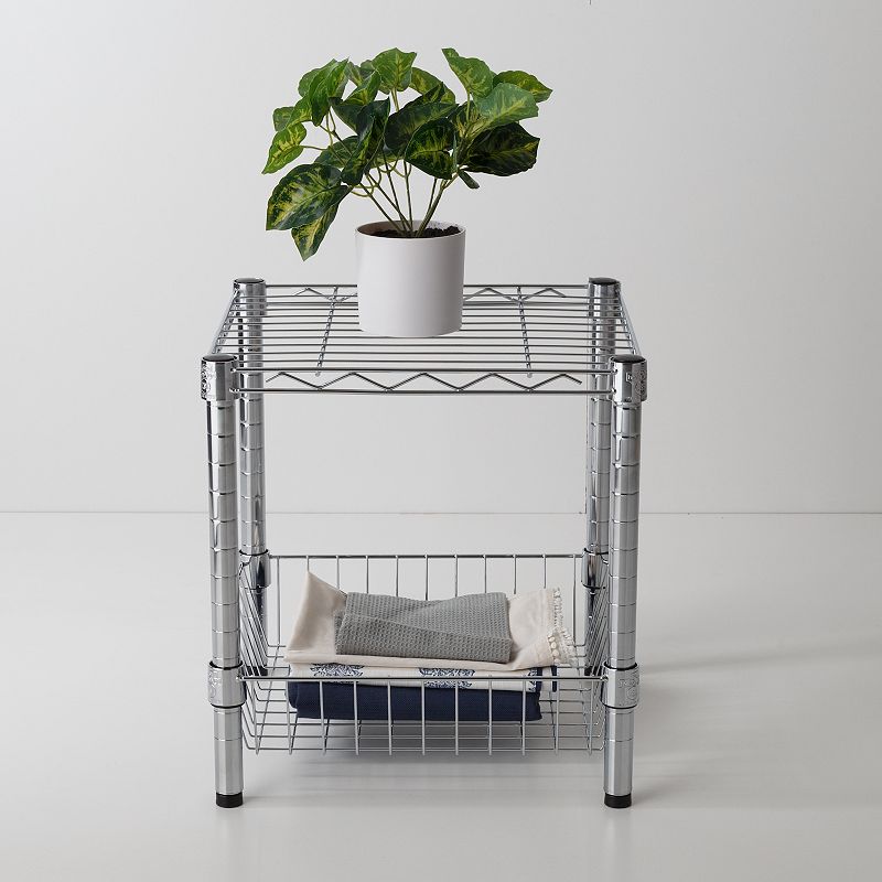 Honey-Can-Do Chrome Wire Table with Basket