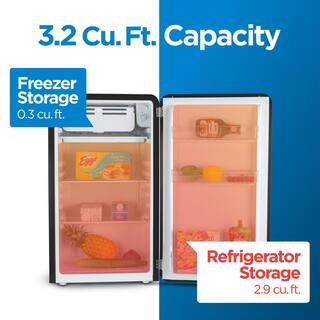 Commercial Cool 3.2 cu. ft. Retro Mini Fridge with Full Width Freezer Compartment in Black CCRR32HB