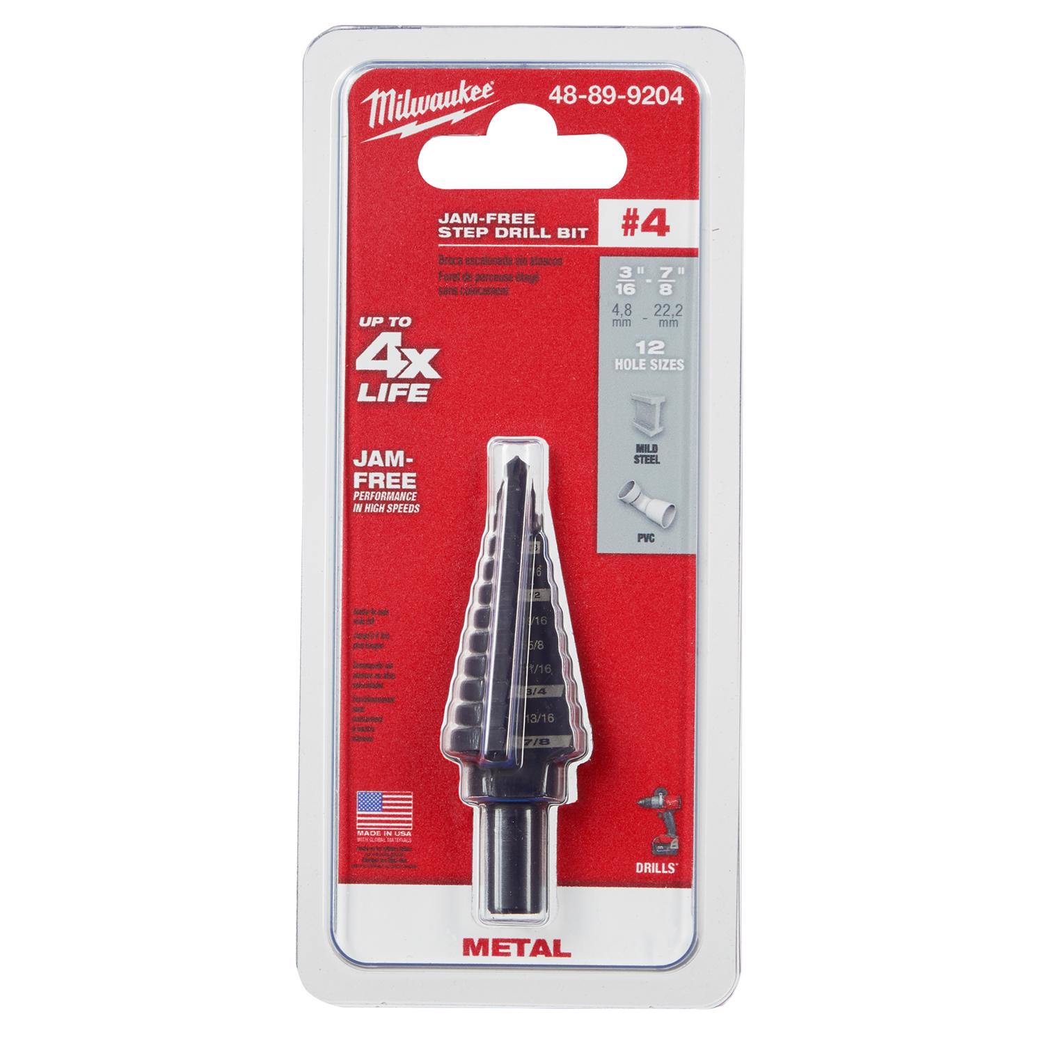 MW Jam-Free 3/16 - 7/8 in. X 6 in. L Metal Step Drill Bit 1 pc