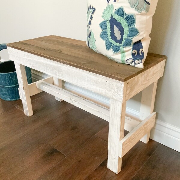 Wood Bench， Natural and White