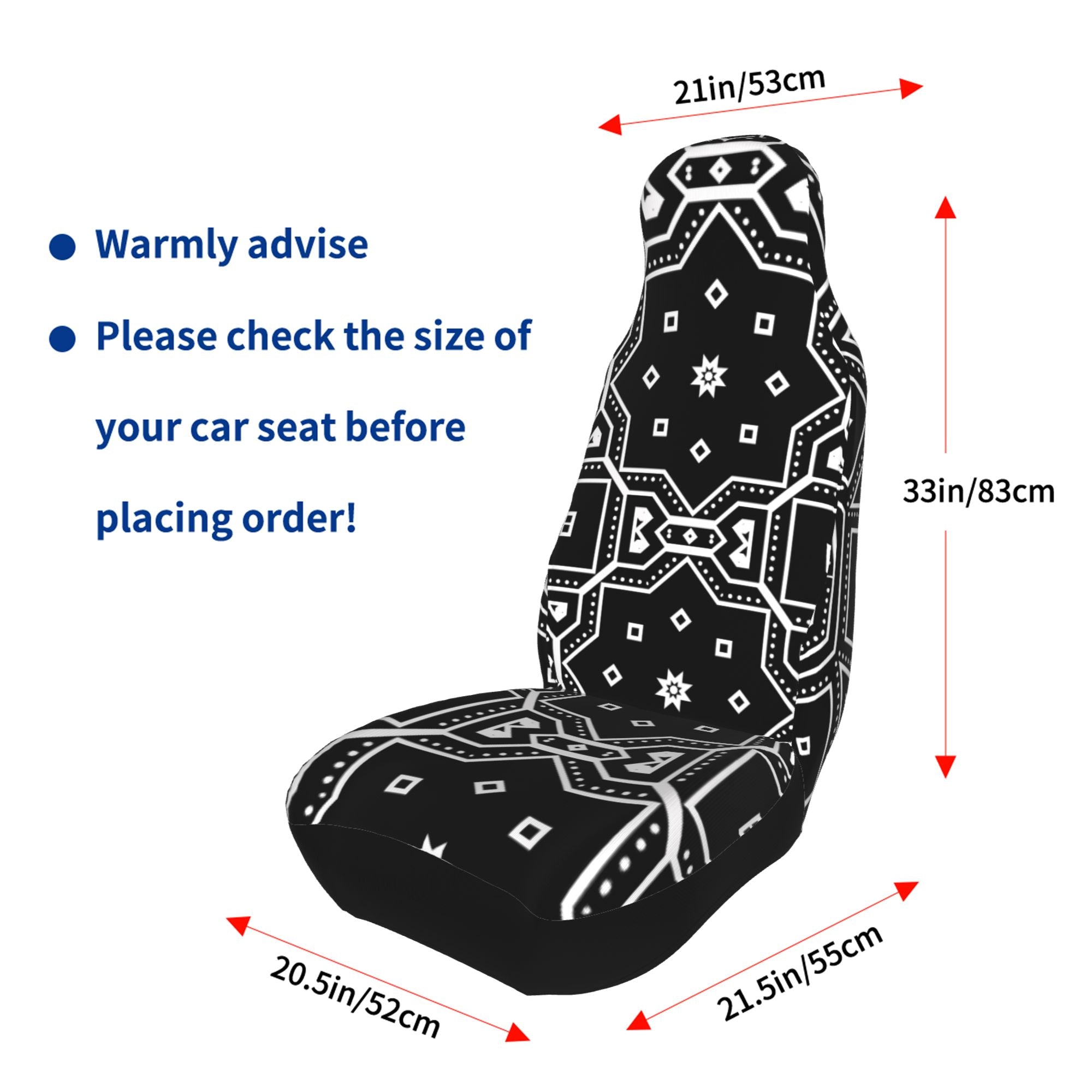 ZICANCN Car Seat Cover Black Geometry Car Front Seat Covers Protectors ， Automotive Seat Covers for Cars Trucks Suv