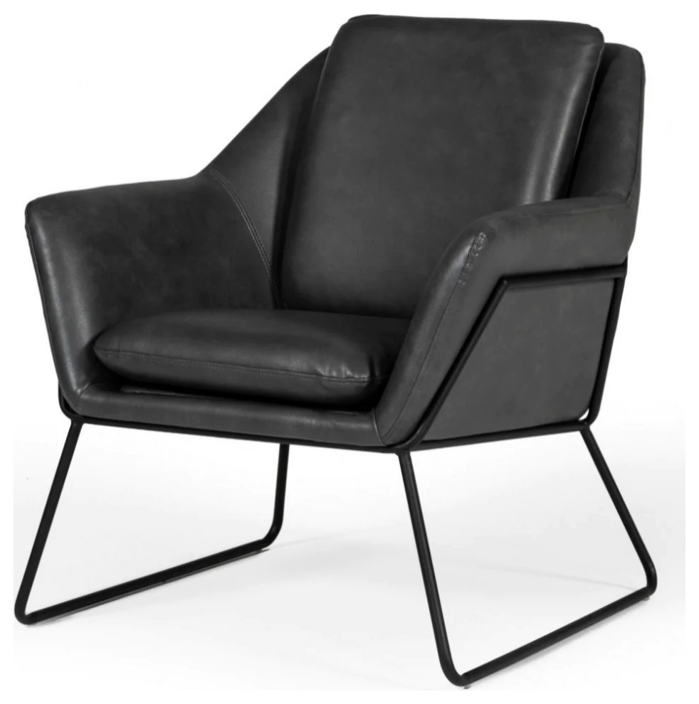 Jana Industrial Dark Gray Eco  Leather Accent Chair   Industrial   Armchairs And Accent Chairs   by V.S.D Furniture  Houzz