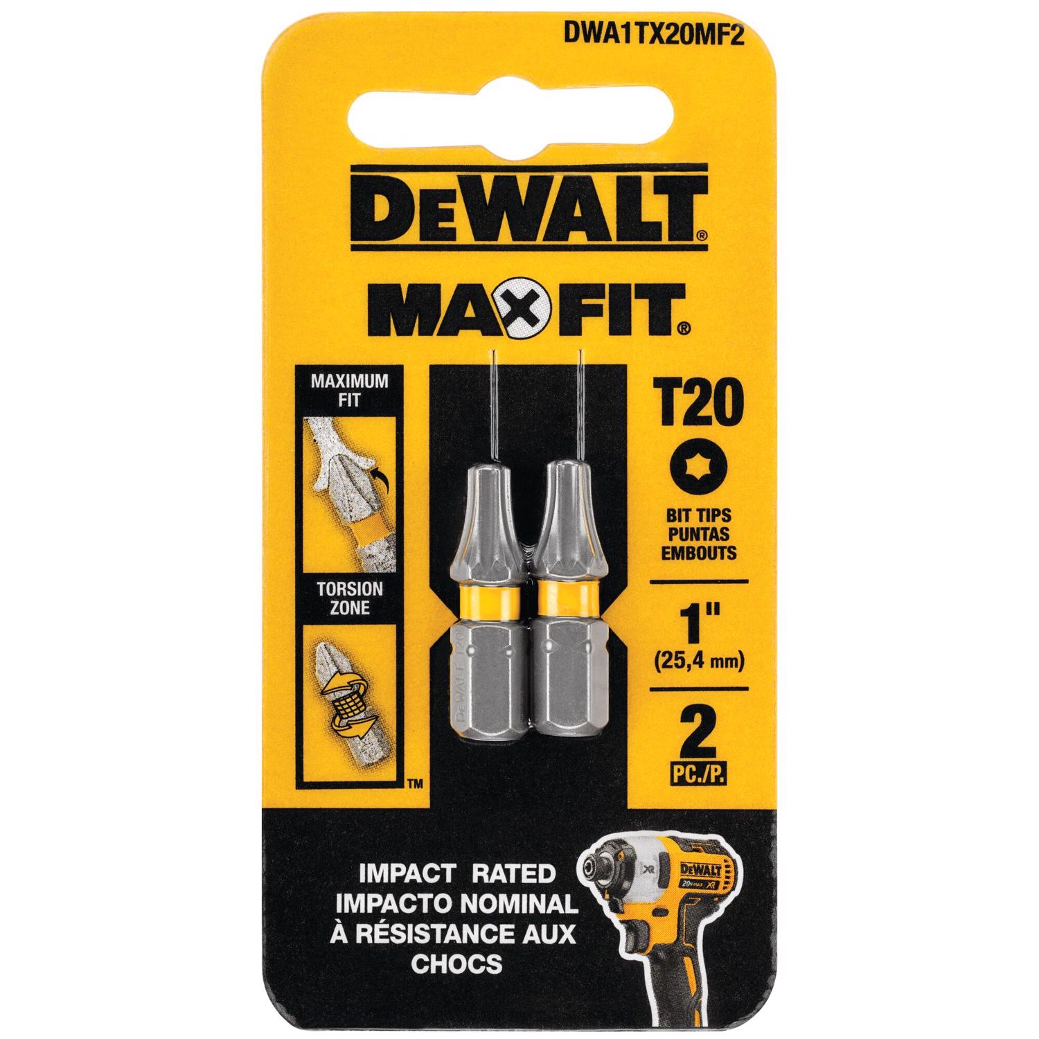 DW Max Fit Torx #20 X 1 in. L Screwdriver Bit Set Steel 2 pk