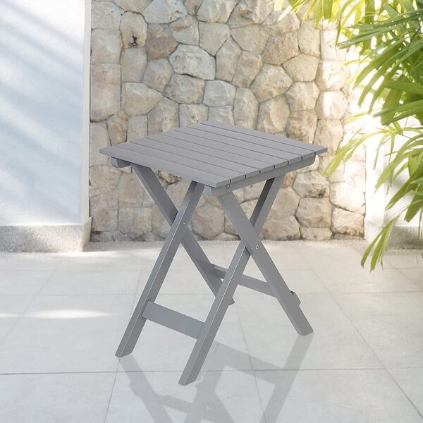 Outdoor Wooden Folding Square Side Table，Portable Lounge End Table