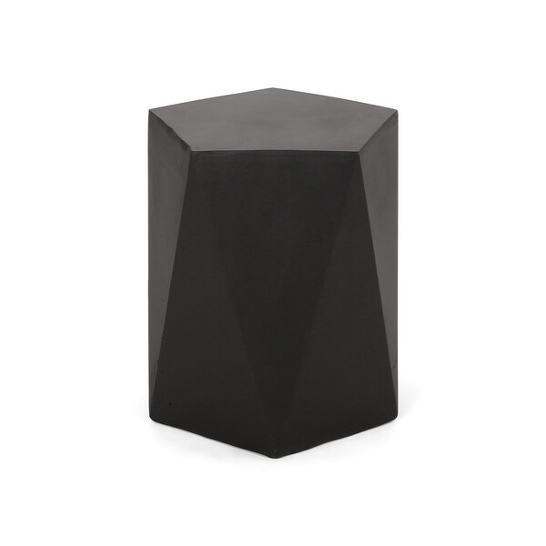 Outdoor Lightweight Concrete Pentagonal Shaped Side Table with a Chic Geometriccut Base