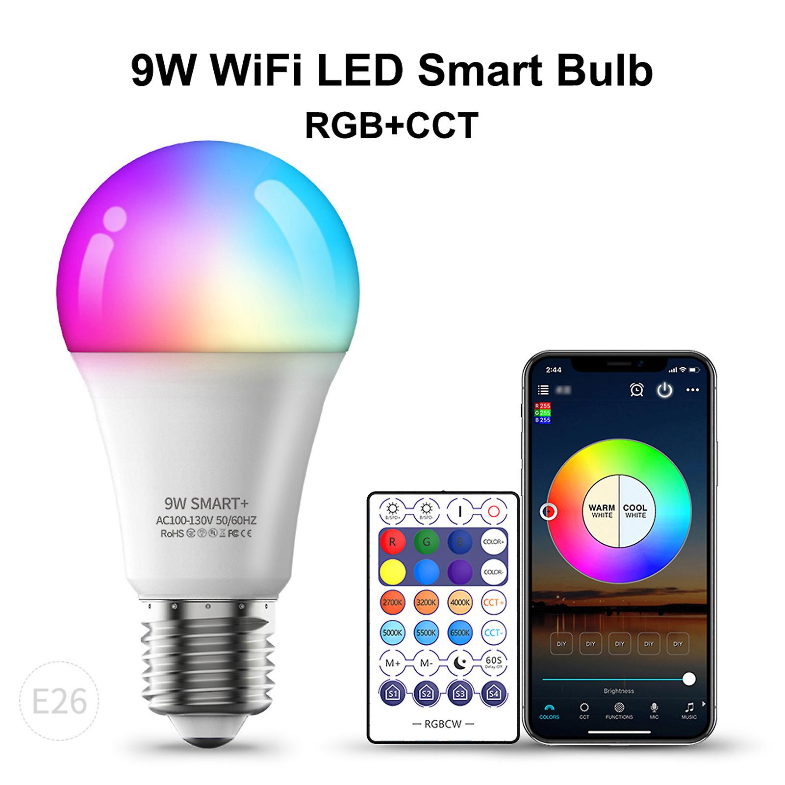 9w-110v Smart Light Bulb Wi-fi Leds Bulbs 2700k-6500k Rgbw E26 Voice Control Timer For Home Party Decor No.296699